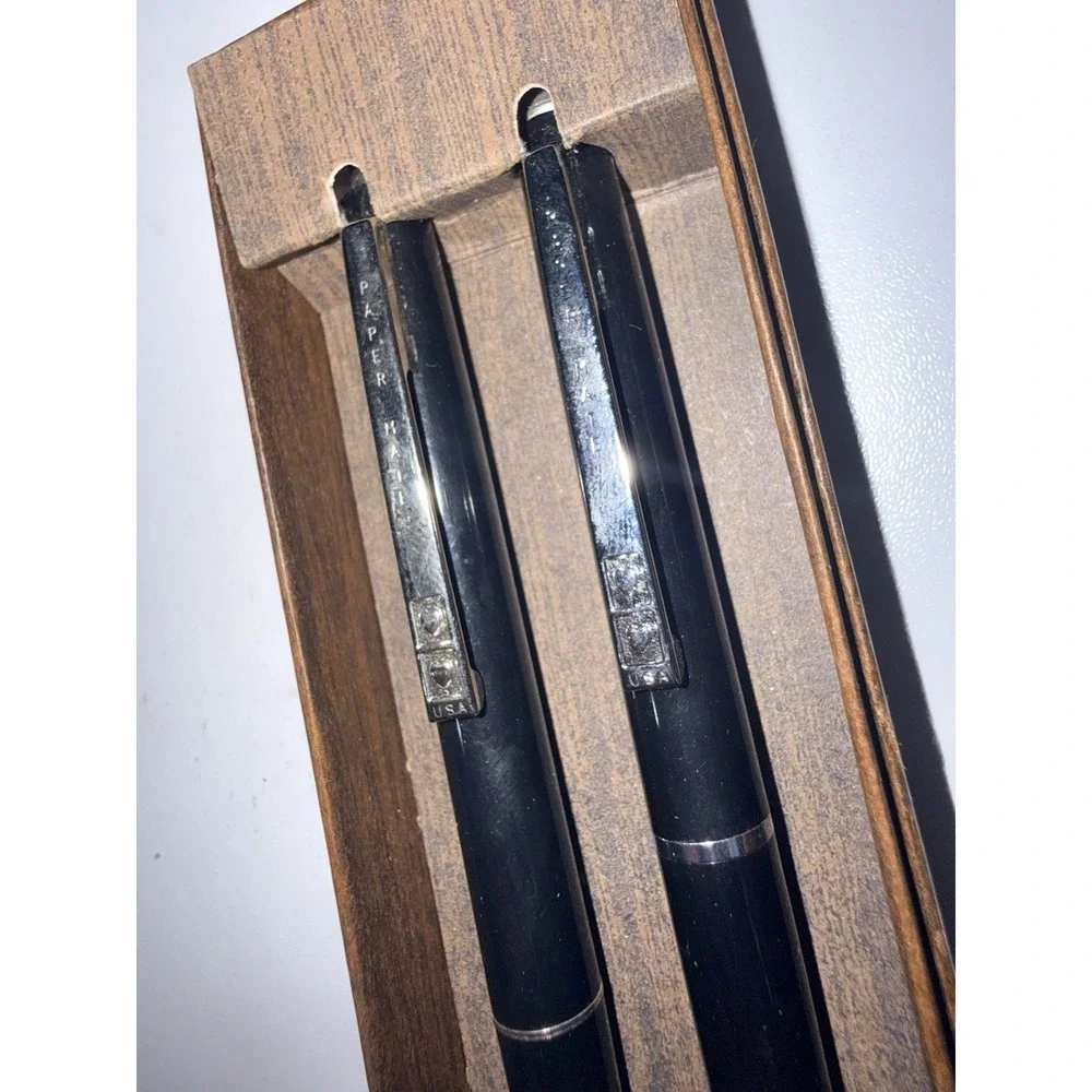 2 PAPER MATE Papermate Powerpoint Malibu Black Ballpoint Pen‎ NOS E